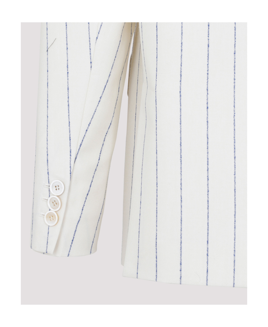 Marni Notched Lapels Striped Blazer In White