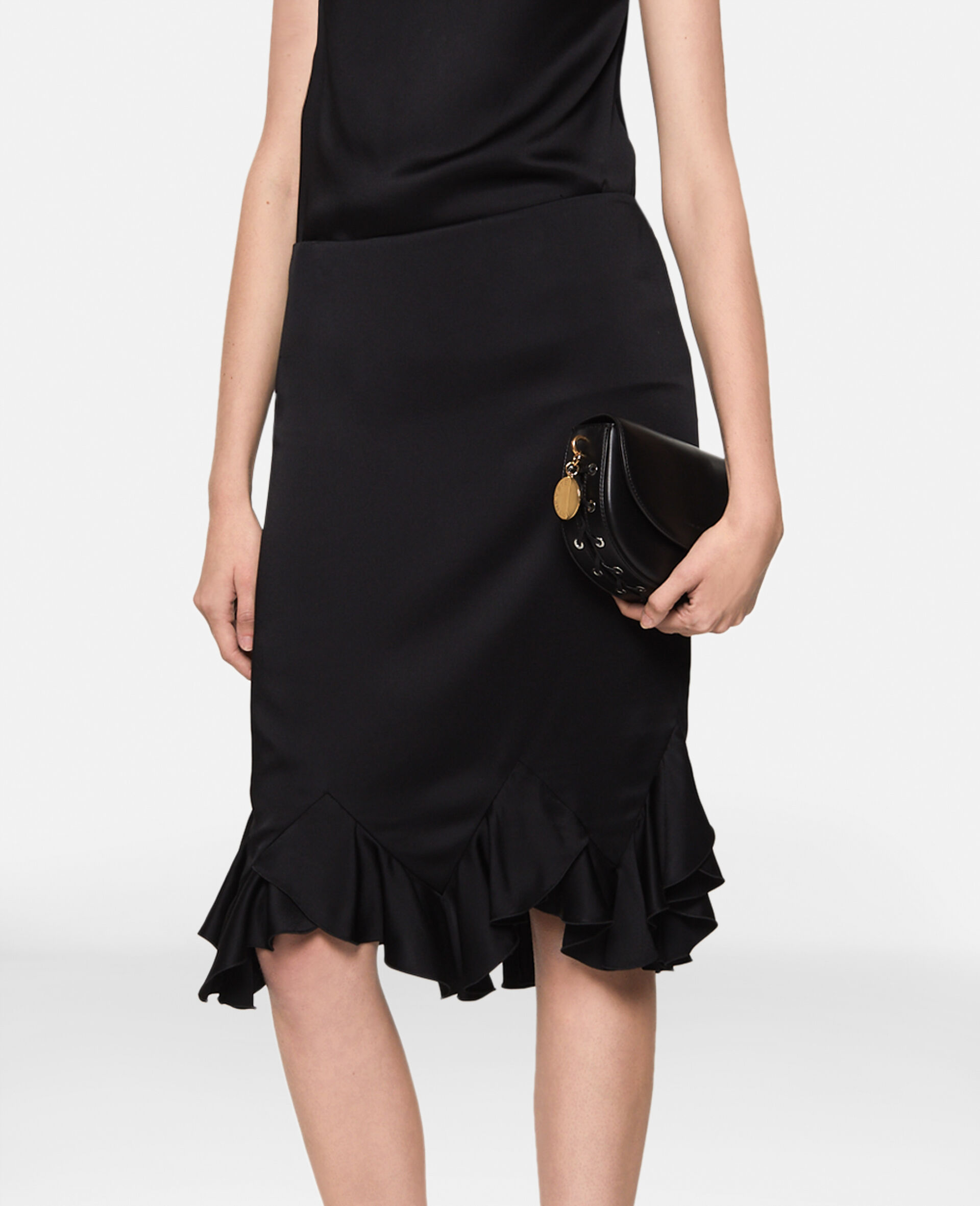 Stella Mccartney Ruffled-hem Midi Skirt In Black