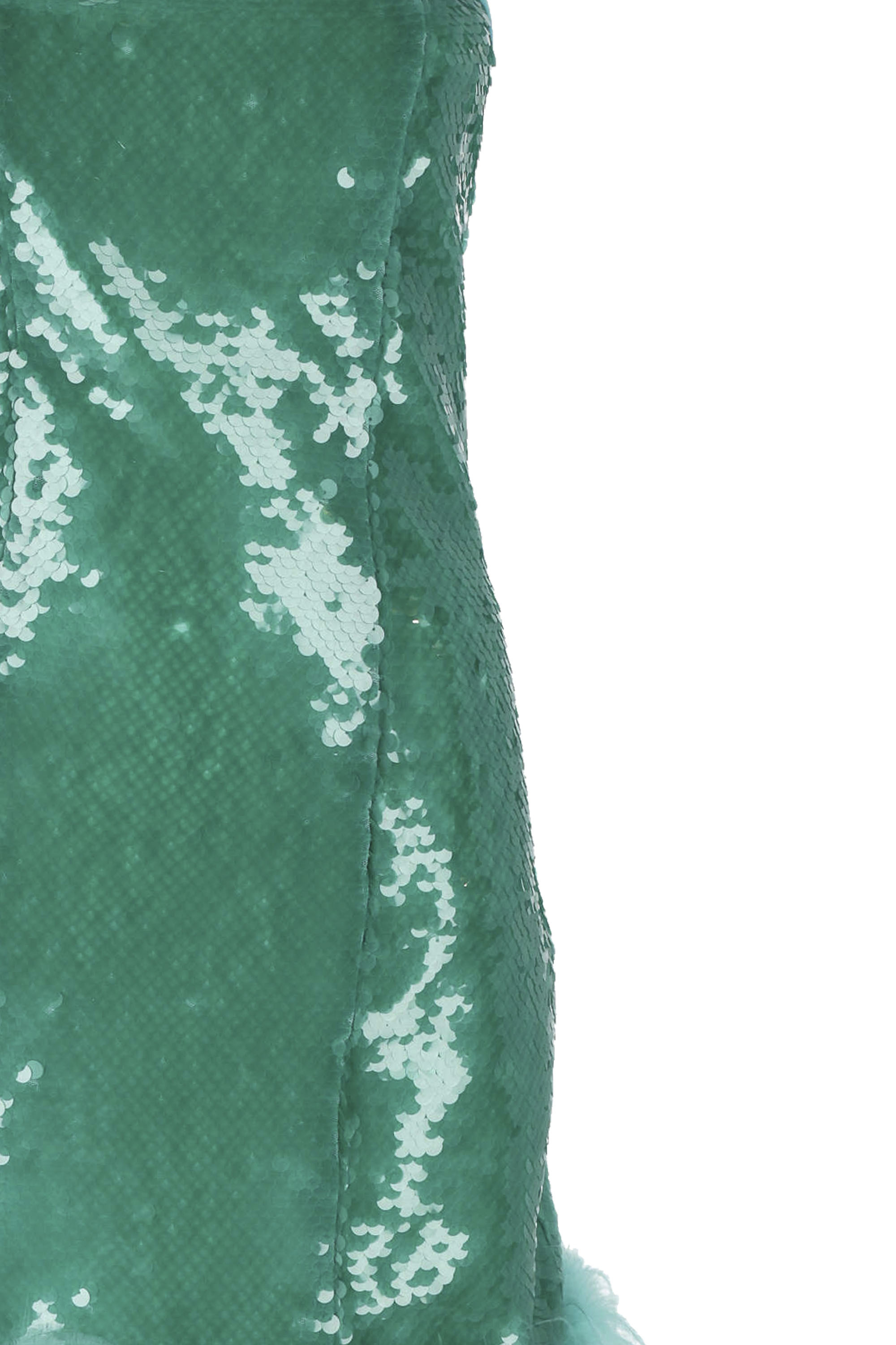 Giuseppe Di Morabito Feather-trimmed Sequin Embellished Sleeveless Dress In Green