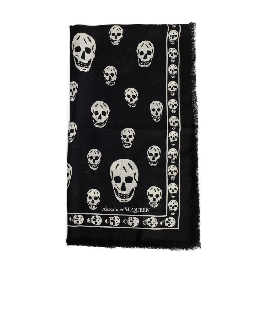 Alexander Mcqueen Silk Skull Scarf In Black