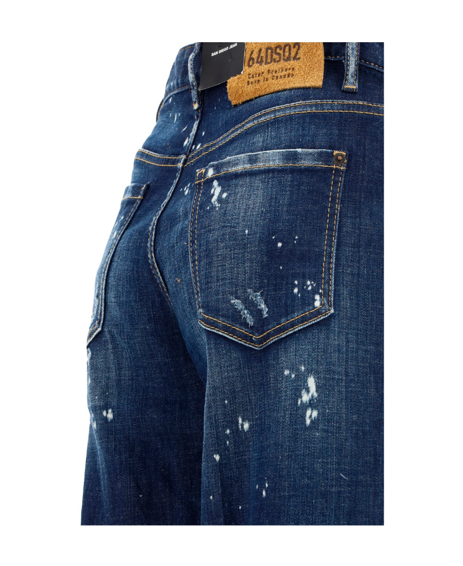 Dsquared2 Logo Patch Straight-leg Distressed Jeans In Black