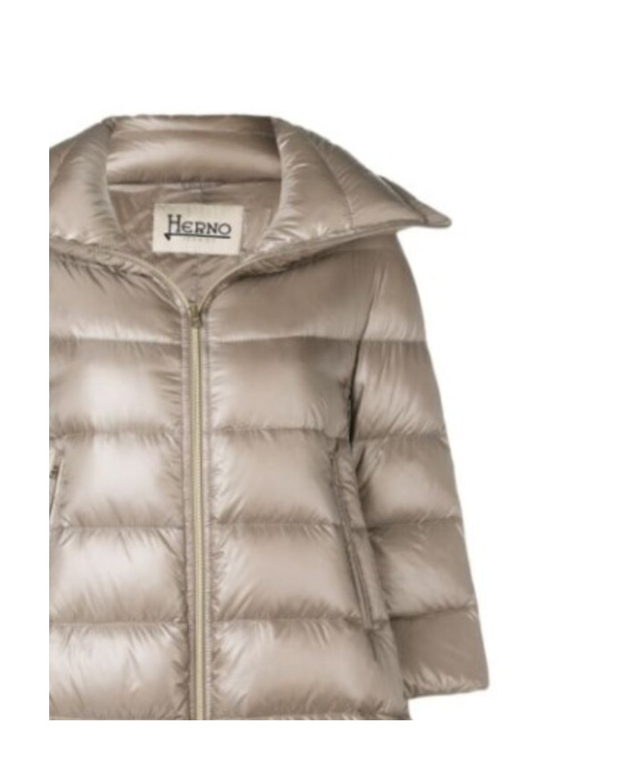 Herno Cleofe Beige Down Jacket With Front Zip Closure In Tech Fabric Woman In Brown