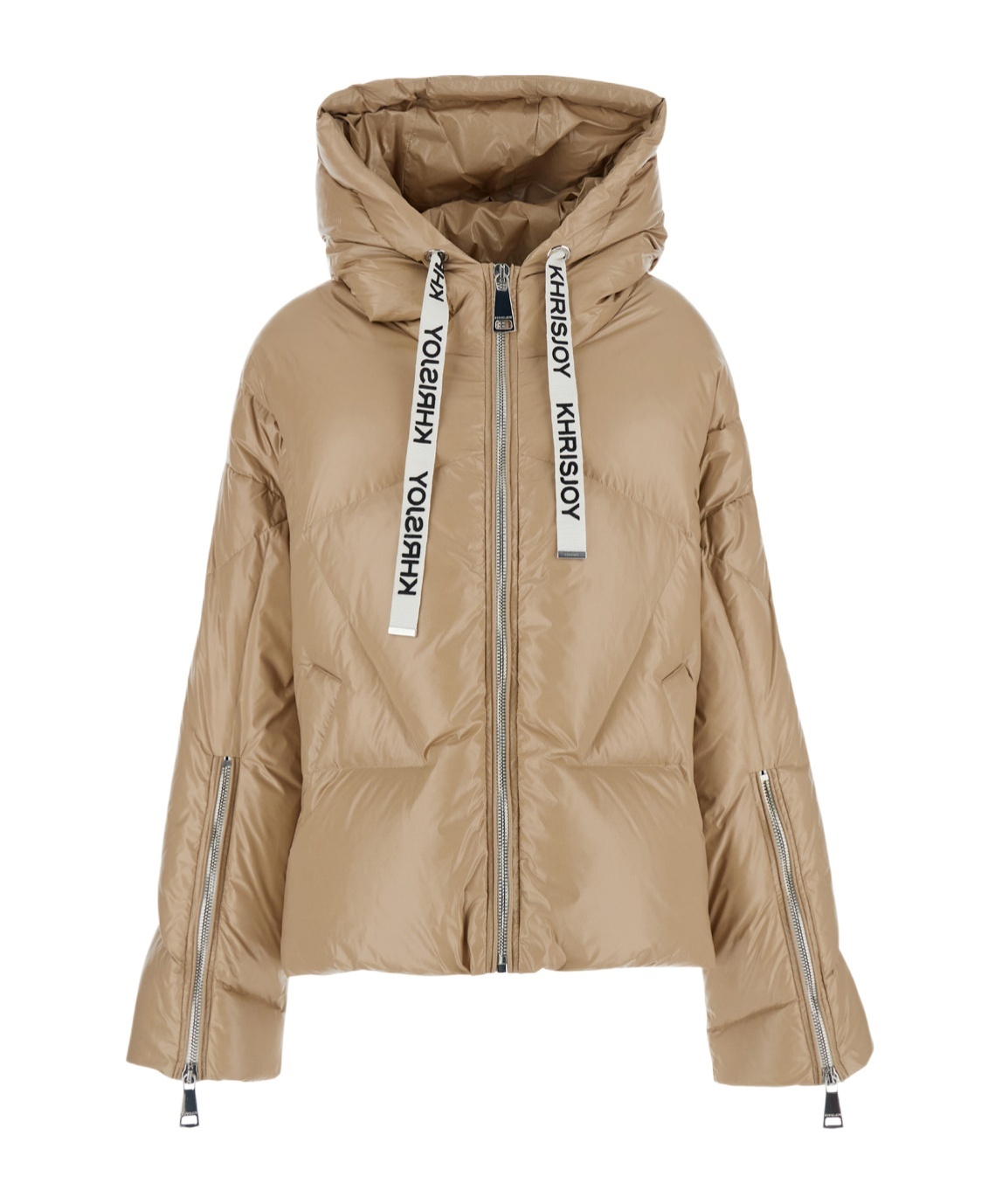 Khrisjoy 'khris' Beige Down Jacket With Logo Detail In Tech Fabric Woman In Nude