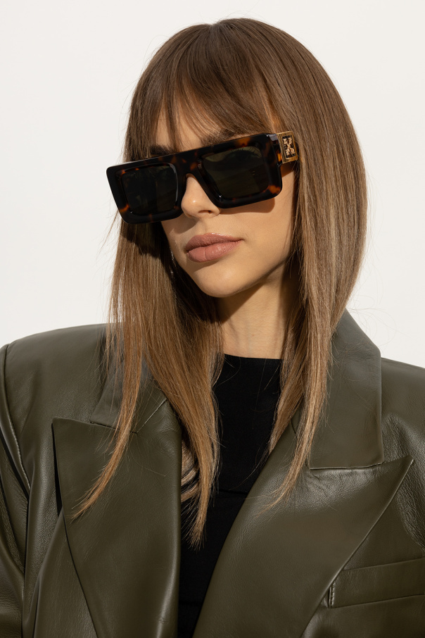 Off-white Leonardo Rectangle-frame Sunglasses In Green