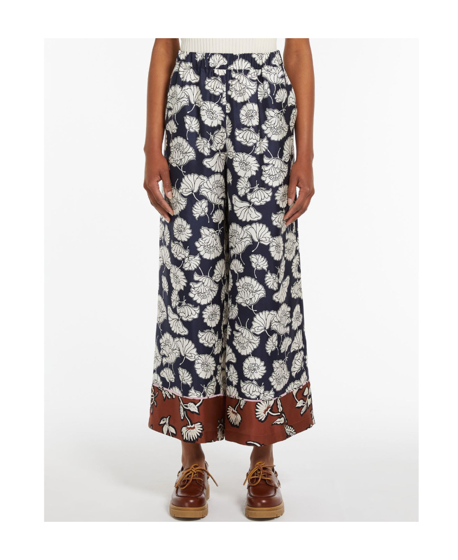 Weekend Max Mara Printed Pyjama Trousers In Gray