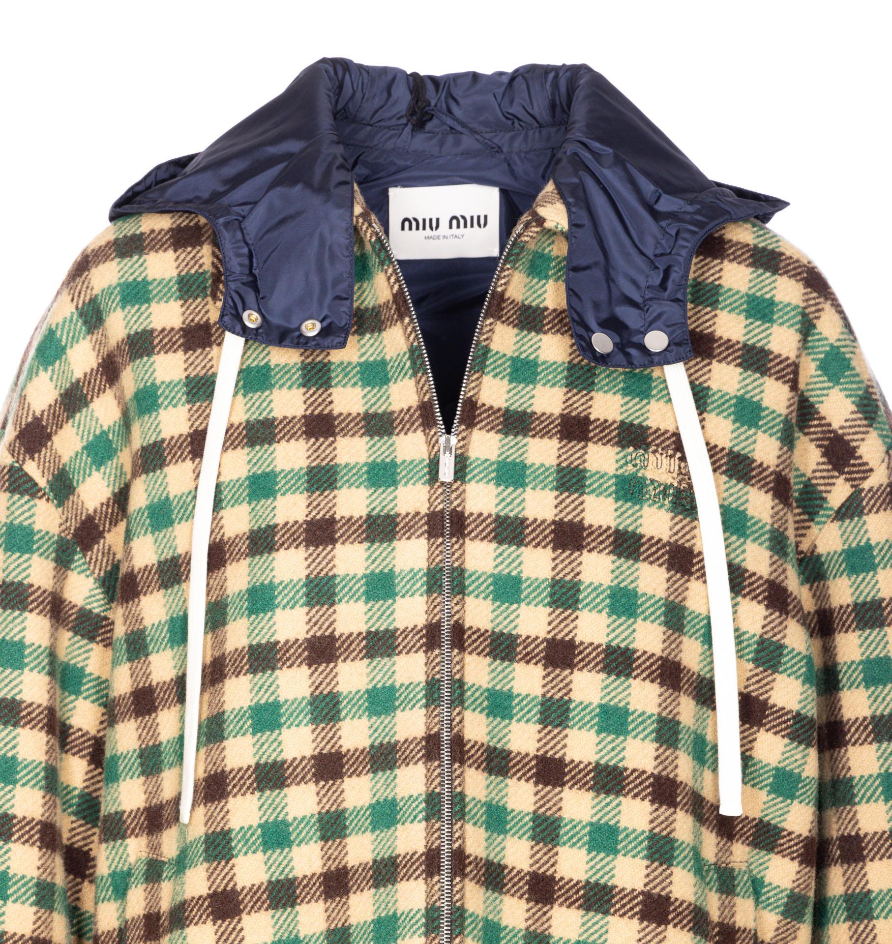 Miu Miu Long Sleeve Cotton Coat In Multi