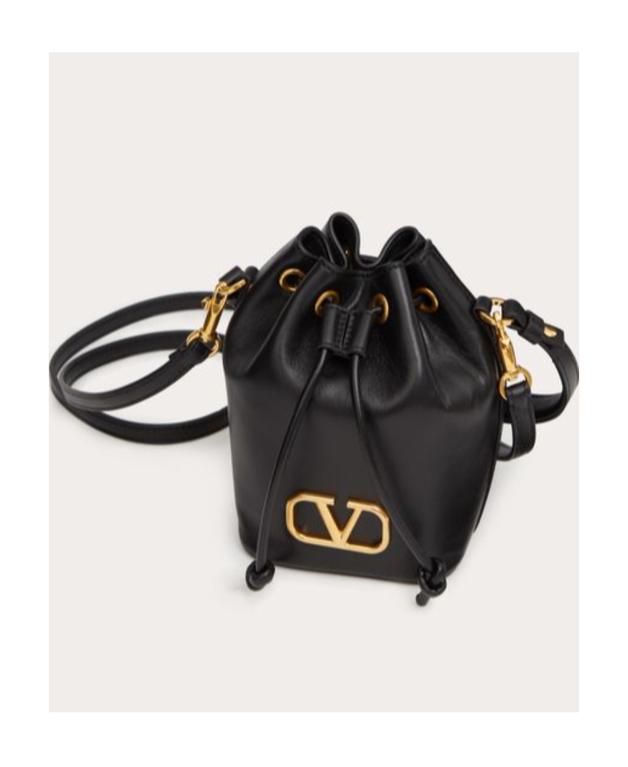 Valentino Garavani Mini Vlogo Signature Bucket Bag In Nappa Leather Woman Black Uni In Black