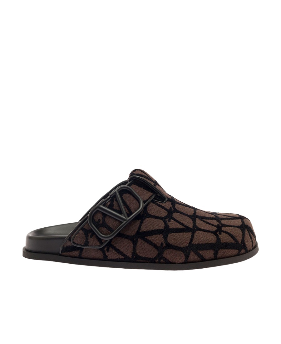 Valentino V Logo Signature Slippers In Black