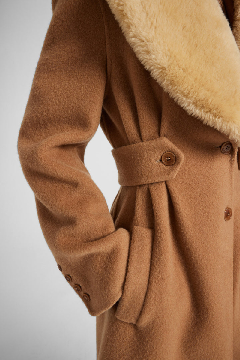 Ermanno Scervino Long-sleeved Coat In Brown