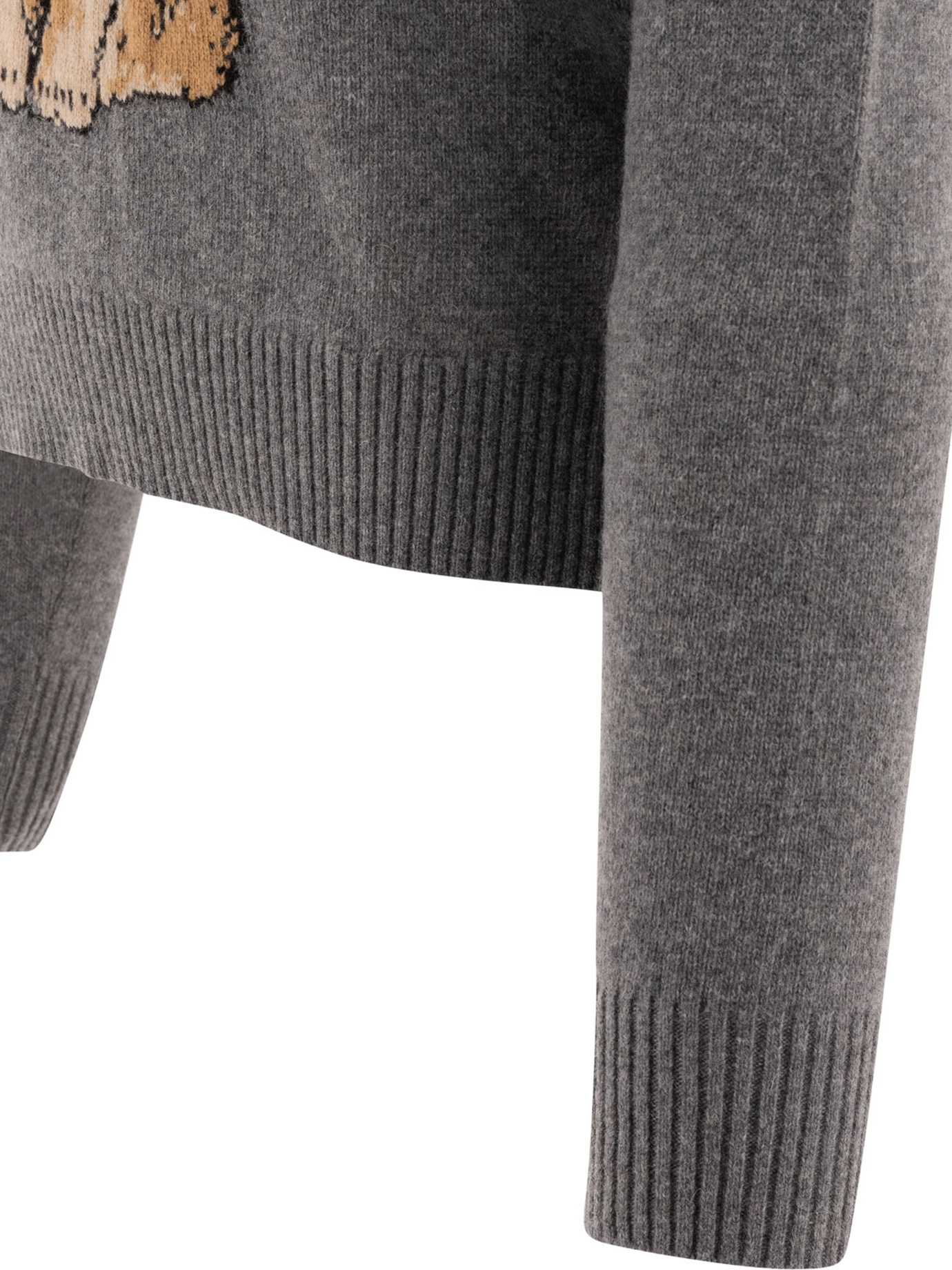 Ganni Bunny Wool Crewneck Sweater In Gray