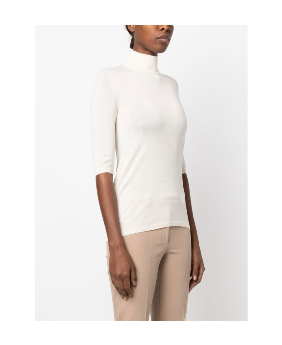 Max Mara Turtleneck Wool Jumper In White