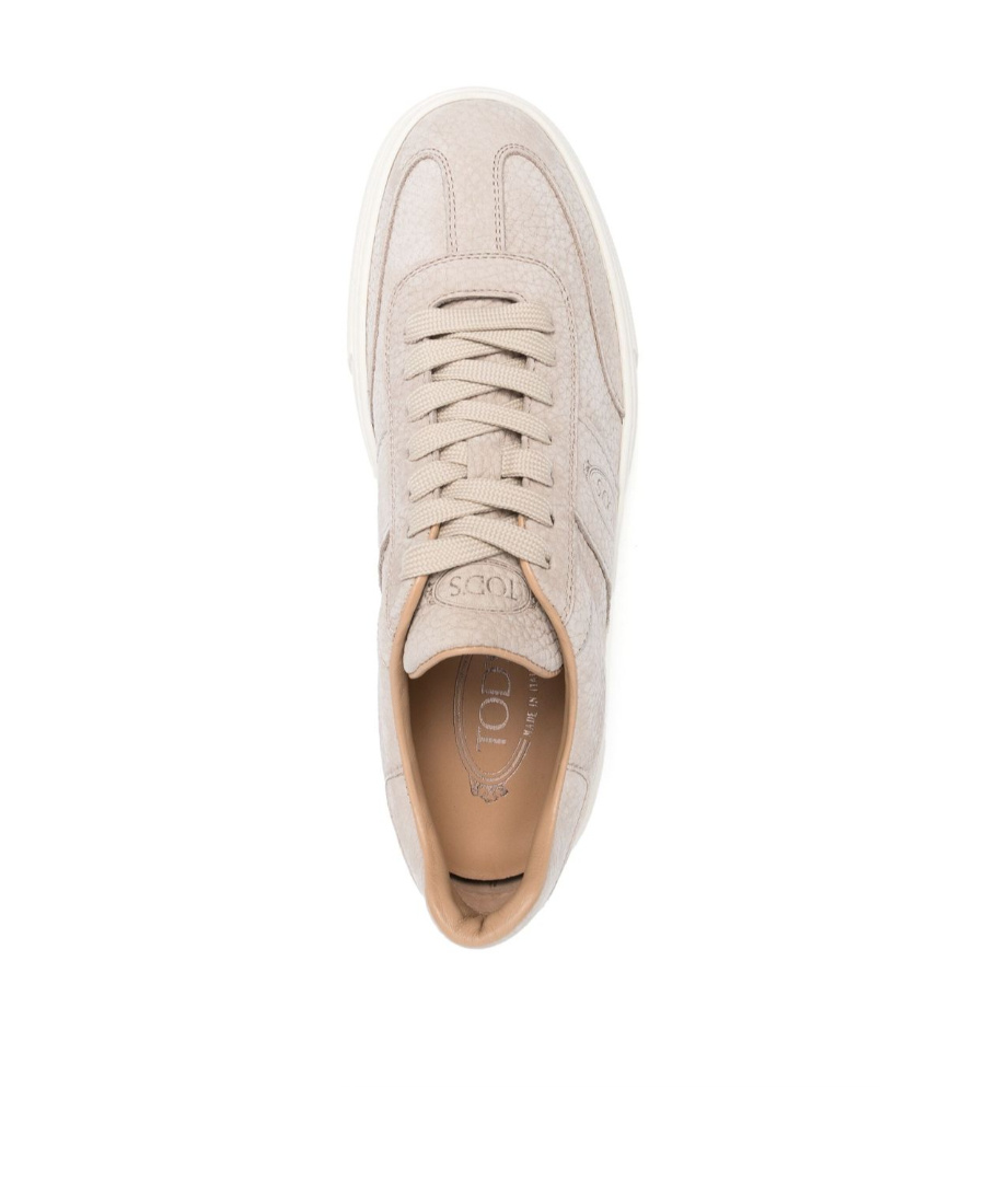 Tod's Grained Leather Low-top Sneakers In Nude