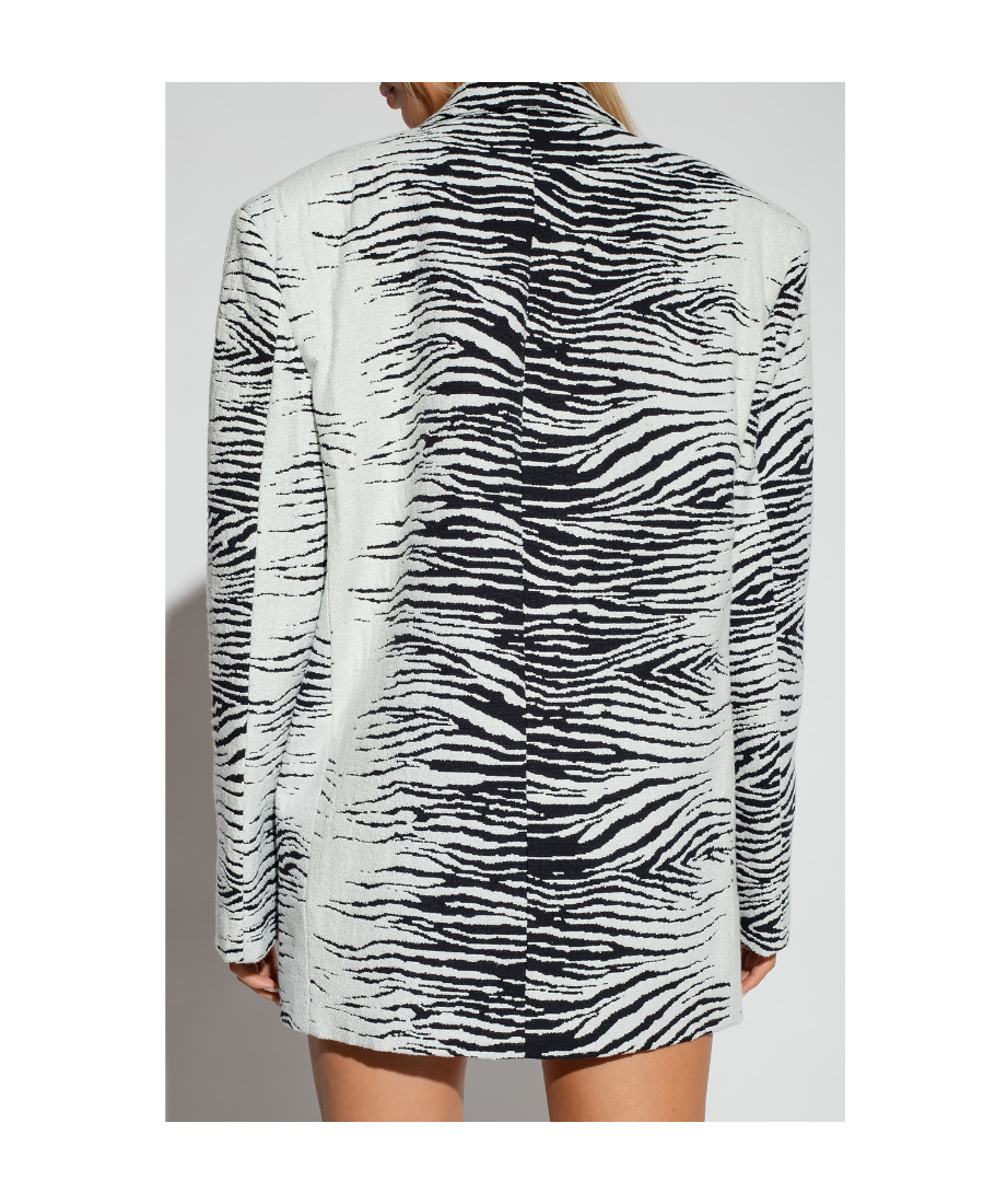Attico Glen Tiger Jacquard Oversize Single Breasted Blazer In White