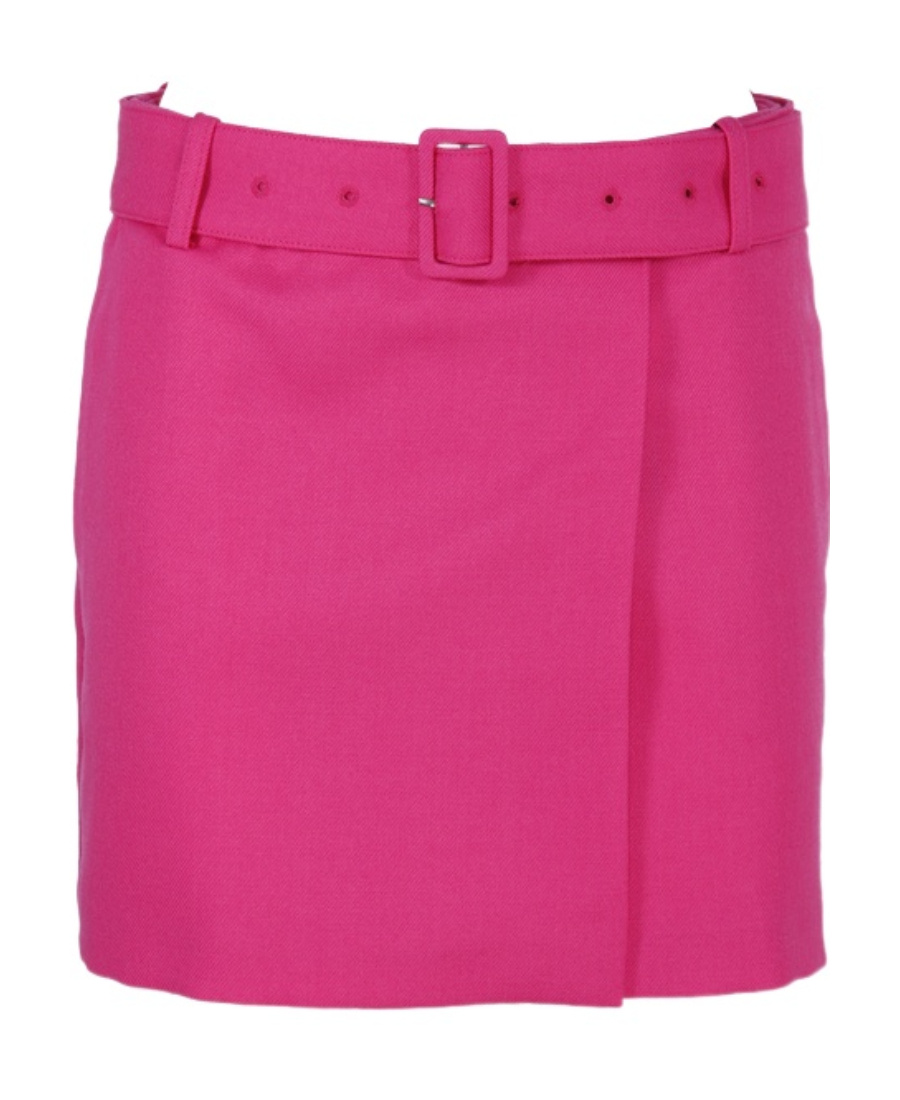 Ami Alexandre Mattiussi Belted Midi Skirt In Pink