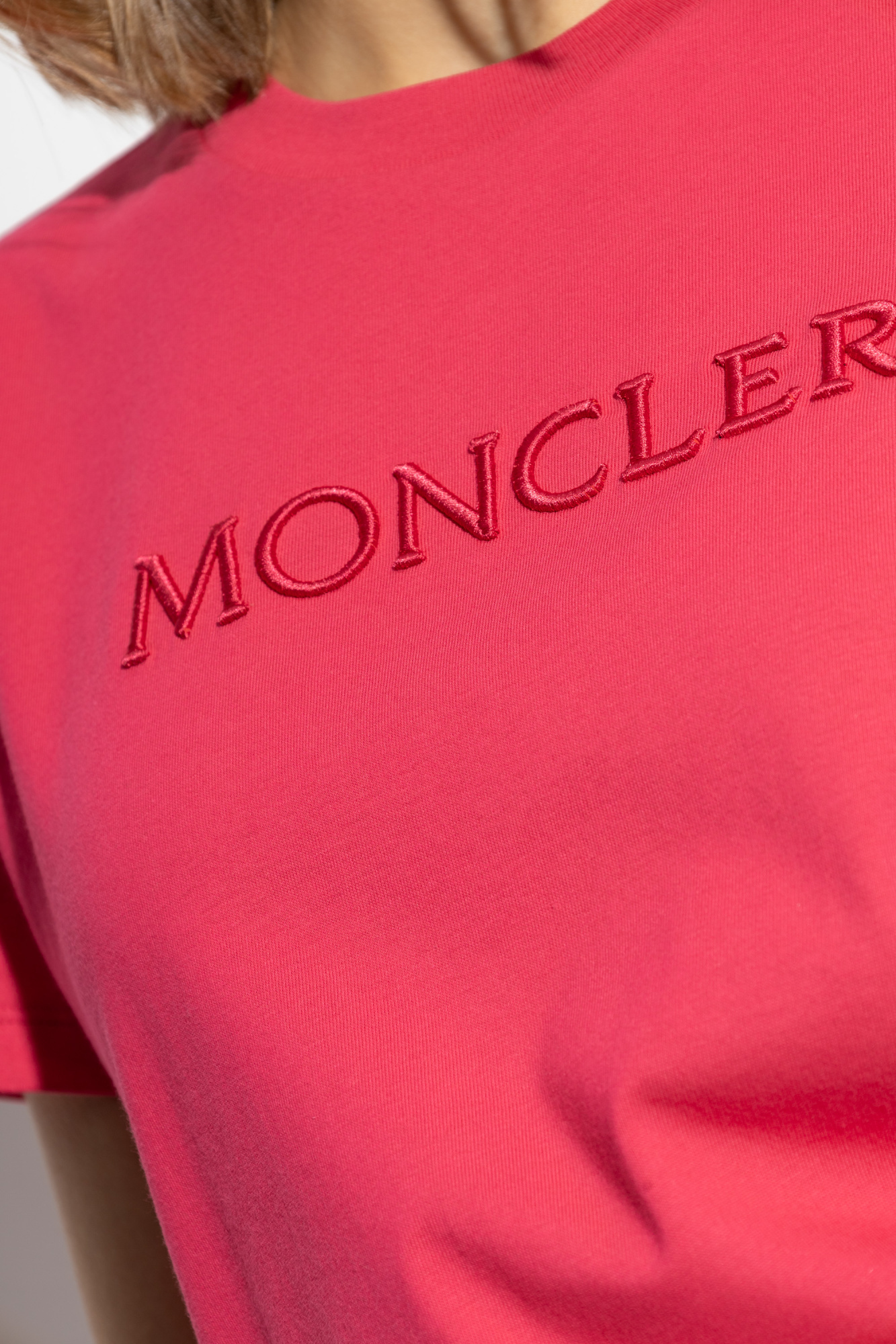 Moncler Crew Neck Short Sleeves Cotton T-shirt In Red