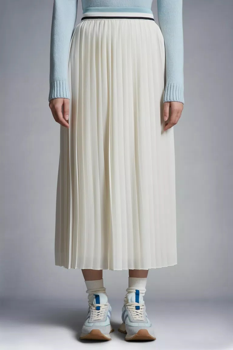 Moncler Pleated Midi Skirt In White