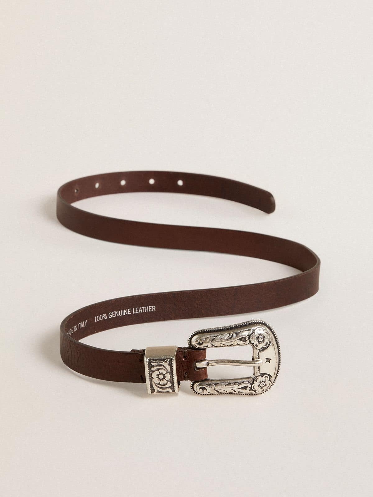 Golden Goose Brown Vita Embellished Buckle Belt In Brown