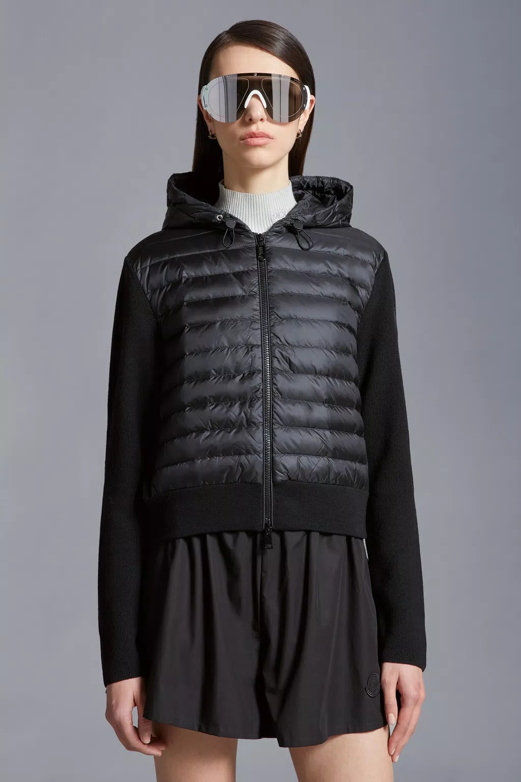 Moncler Padded Zip-up Hoodie In Black