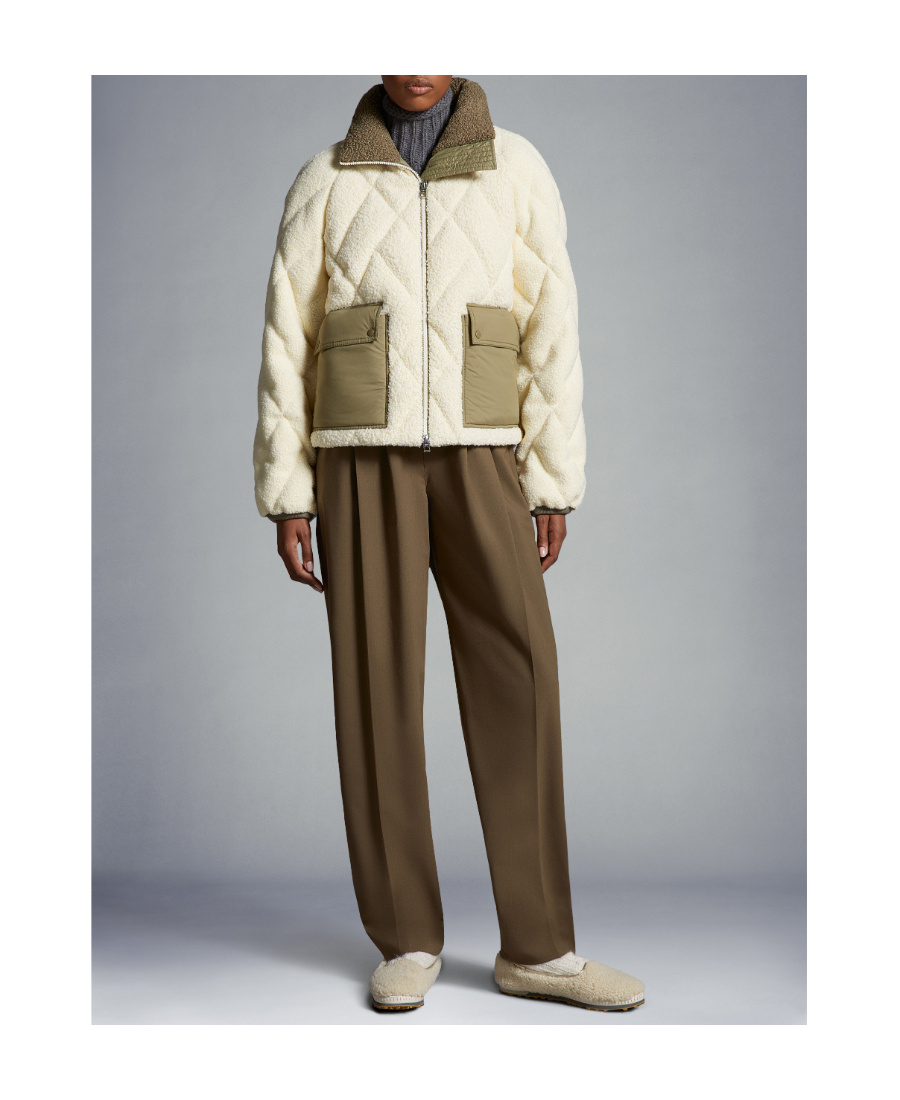 Moncler Doudoune Courte Jonquille In Light Beige