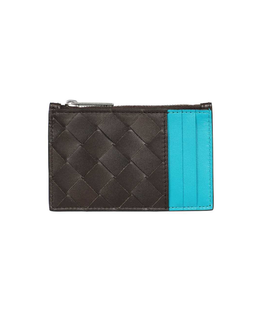 Bottega Veneta Intrecciato Two-tone Cardholder In Black