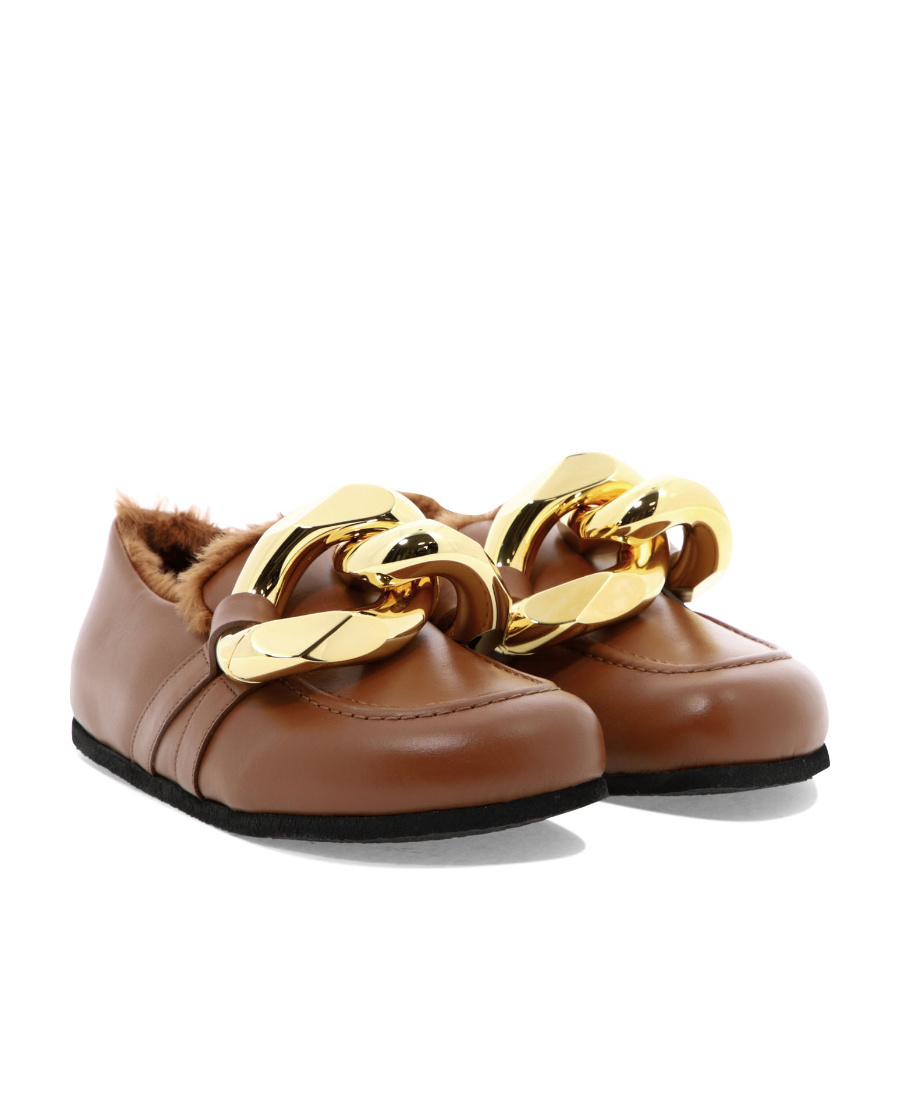 Jw Anderson Chain-decorated Love Shoes In Brown