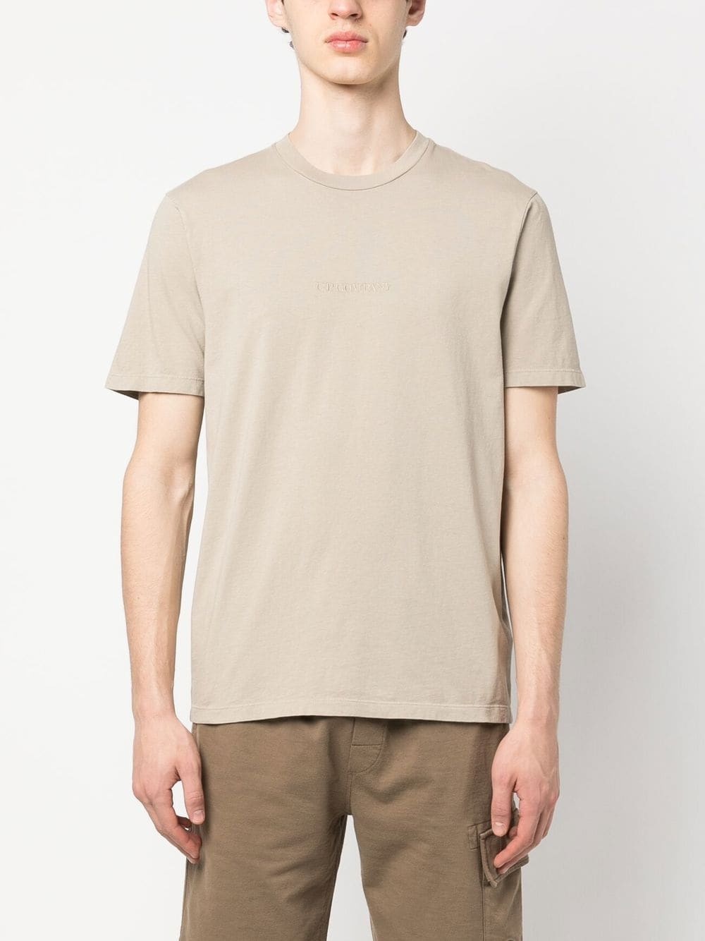 C.p. Company Embroidered-logo T-shirt In Nude