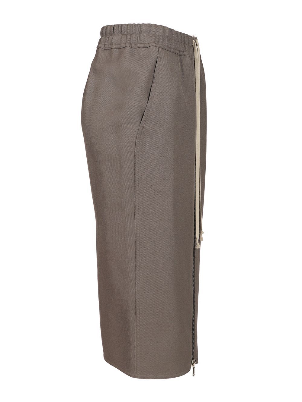 Rick Owens Zip-front Drawstring Midi Skirt In Brown