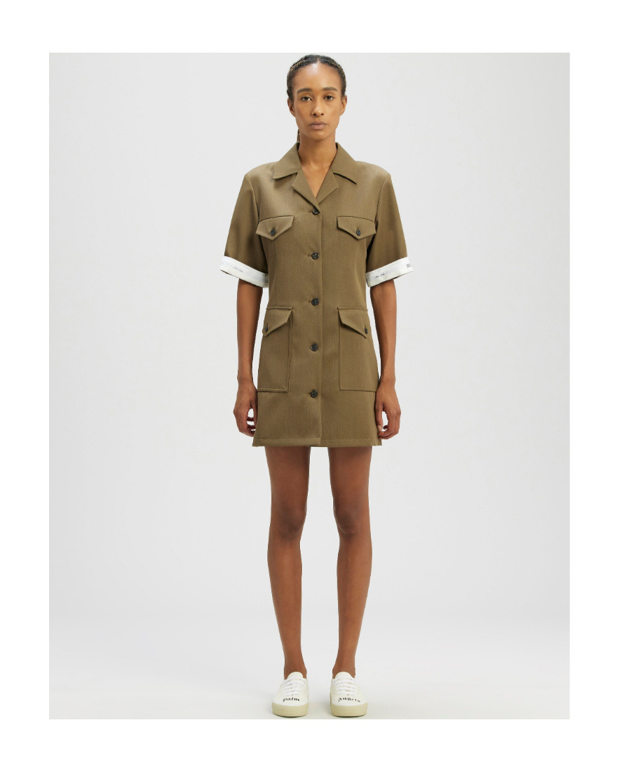 Palm Angels Reverse Logo-band Minidress In Green