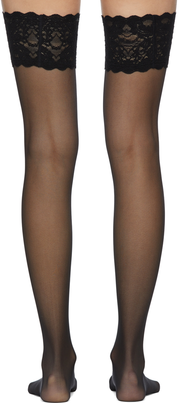 WOLFORD BLACK LOGO STOCKINGS