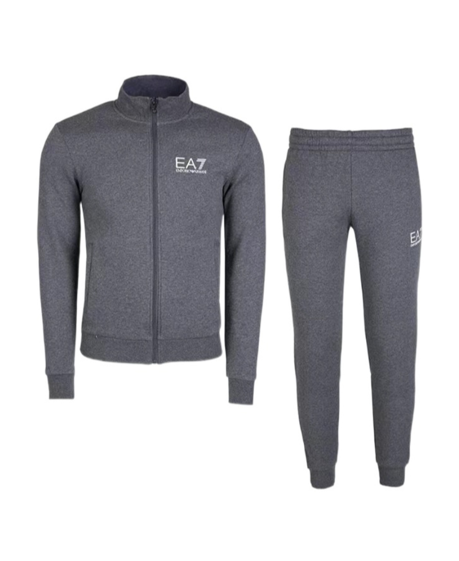 Ea7 Logo Printed Two-piece Sports Suit In Gray