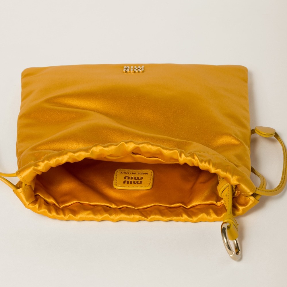Miu Miu Duchesse Satin Pouch In Yellow