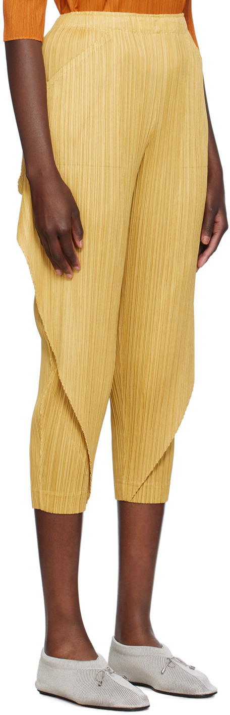 Shop Issey Miyake Pleated Detail Casual Pants In Yellow