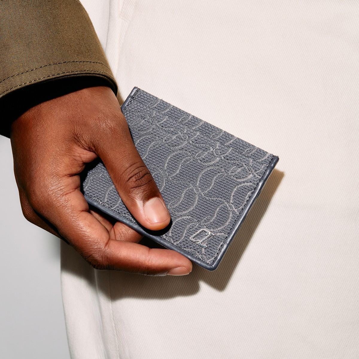 Christian Louboutin Kios Jacquard Monogram Card Holder In Black