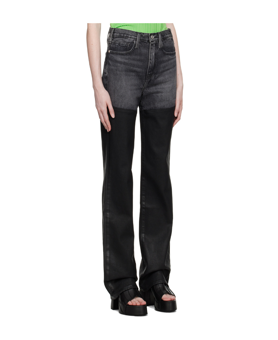 Frame Belt Ring Gradual Change Jeans In Black