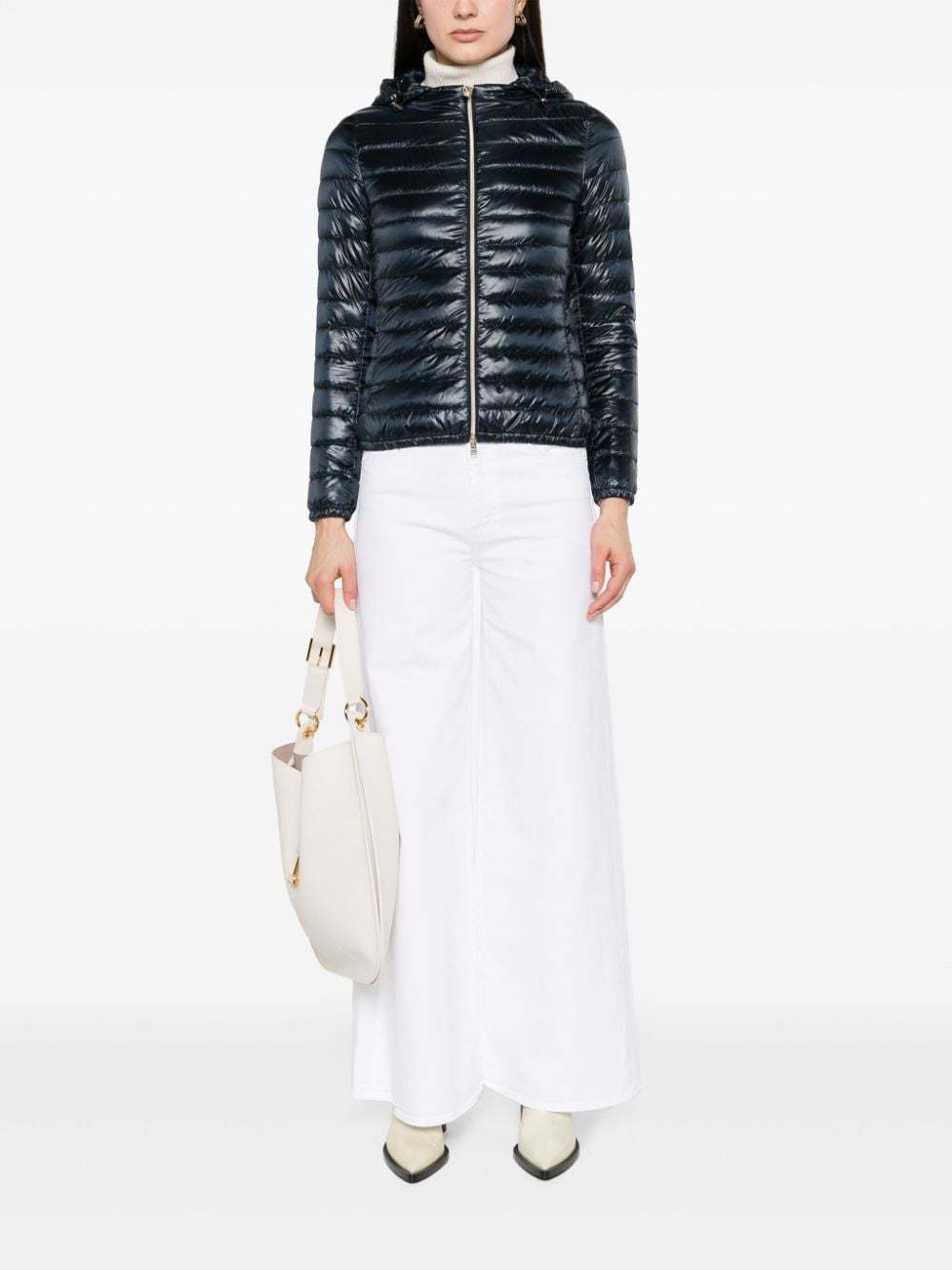 Herno Short Quilted Down Jacket With Detachable Hood In Black