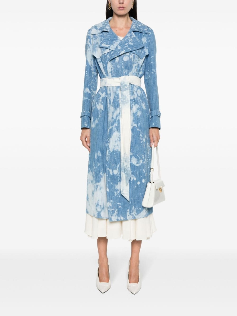Shop Tagliatore Denim Trench Coat In Blue