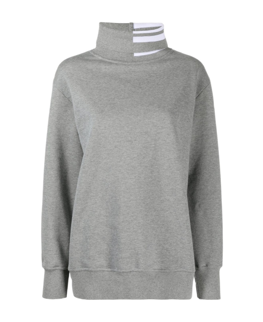 Thom Browne Four-stripe High-neck Sweater In Gray