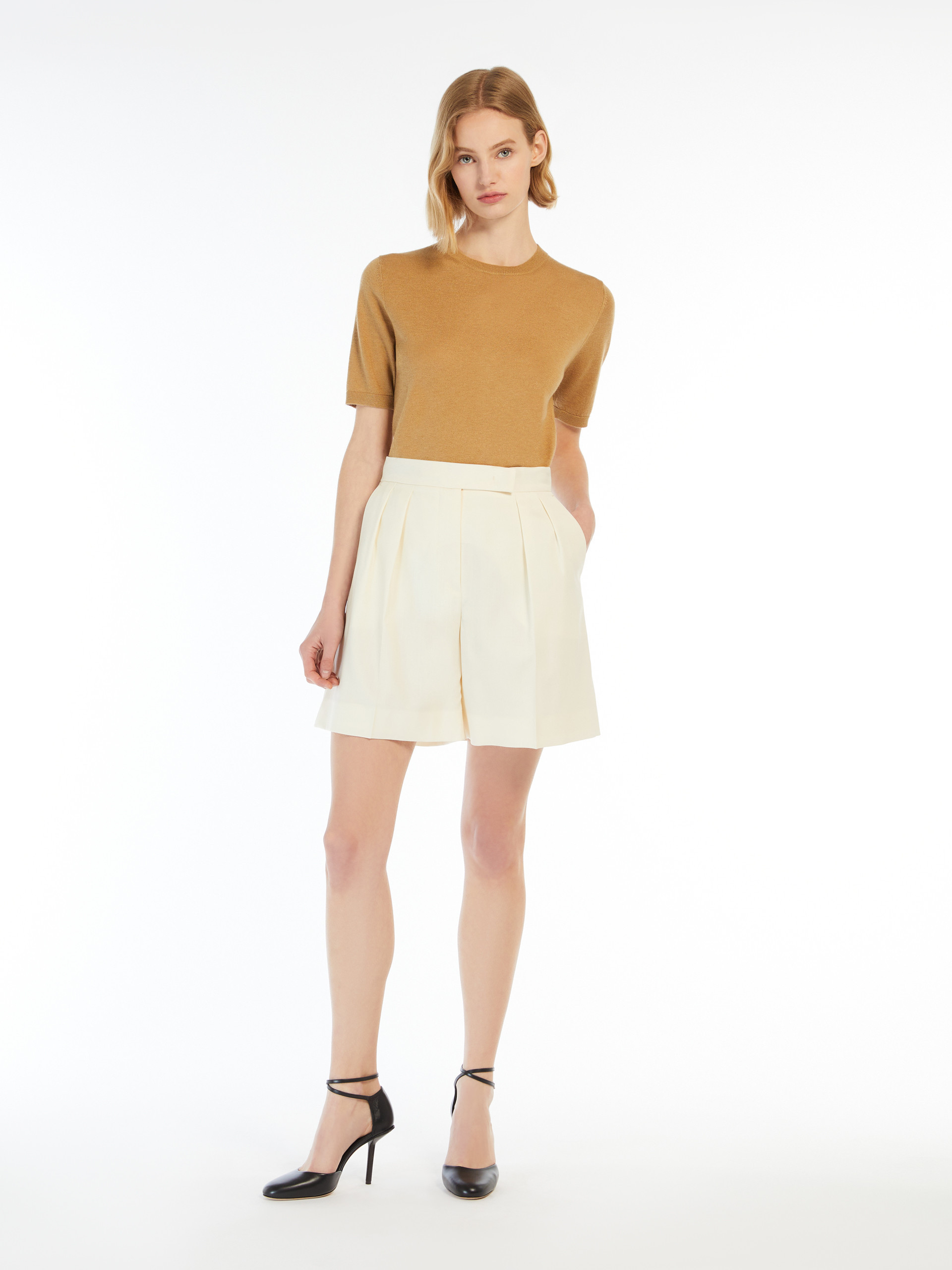 Max Mara Silk Interlock T-shirt In Nude
