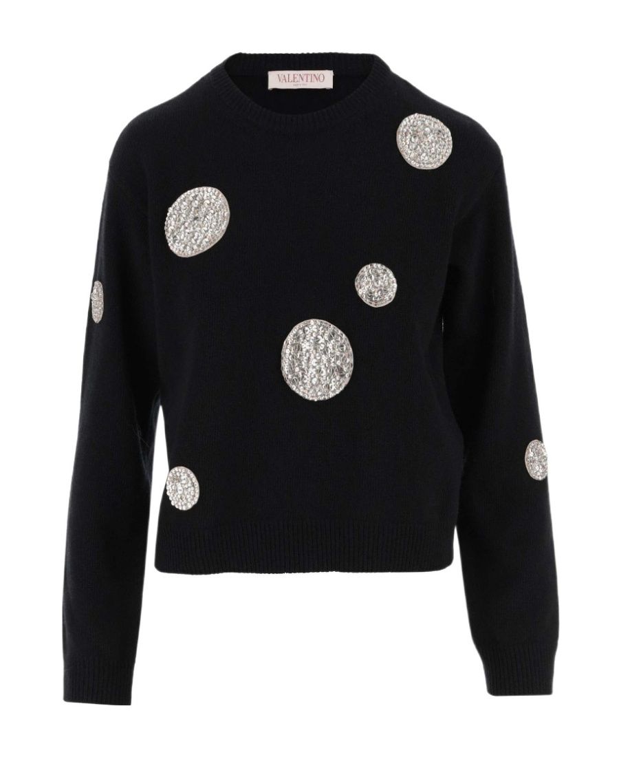 Valentino Long-sleeved Sweater In Black