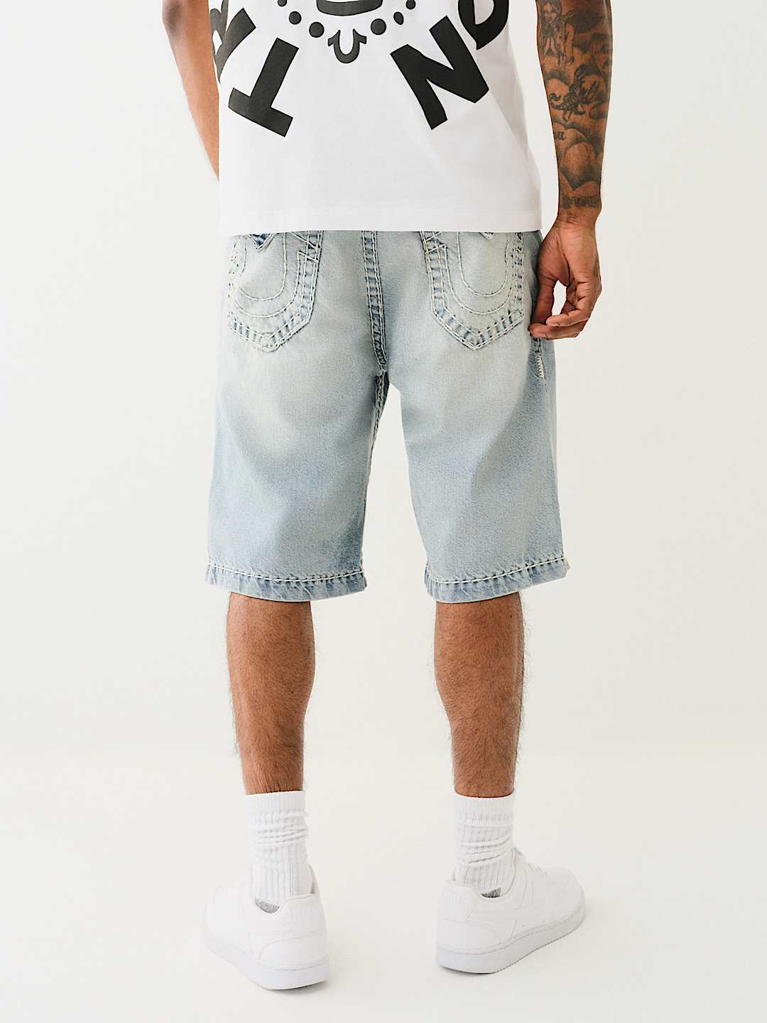 True Religion Vinny Super T Flap Ultra Baggy Short In Blue