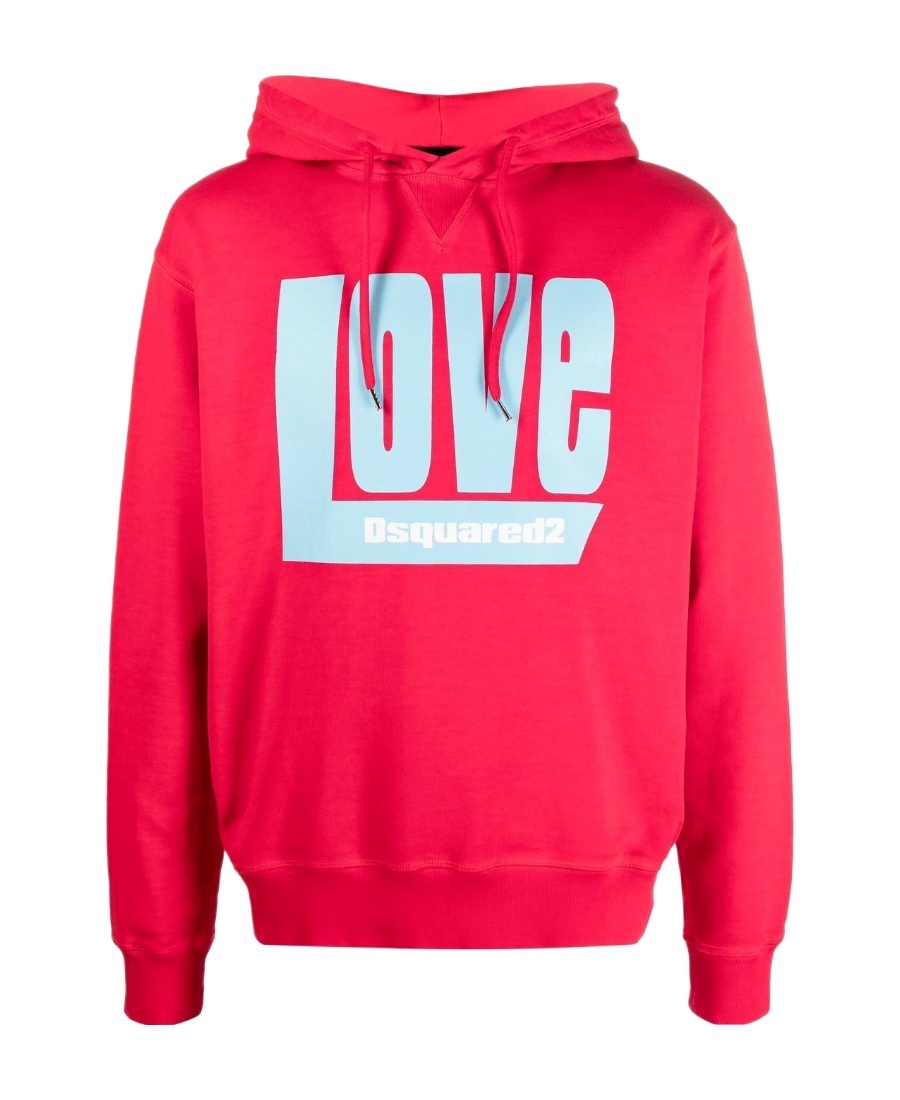 Dsquared2 Logo-print Drawstring Hood Hoodie In Red