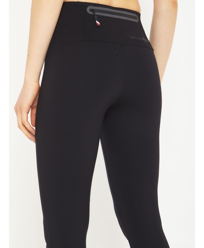 Moncler Brand-embossed Slim-fit High-rise Stretch-woven Leggings In Black