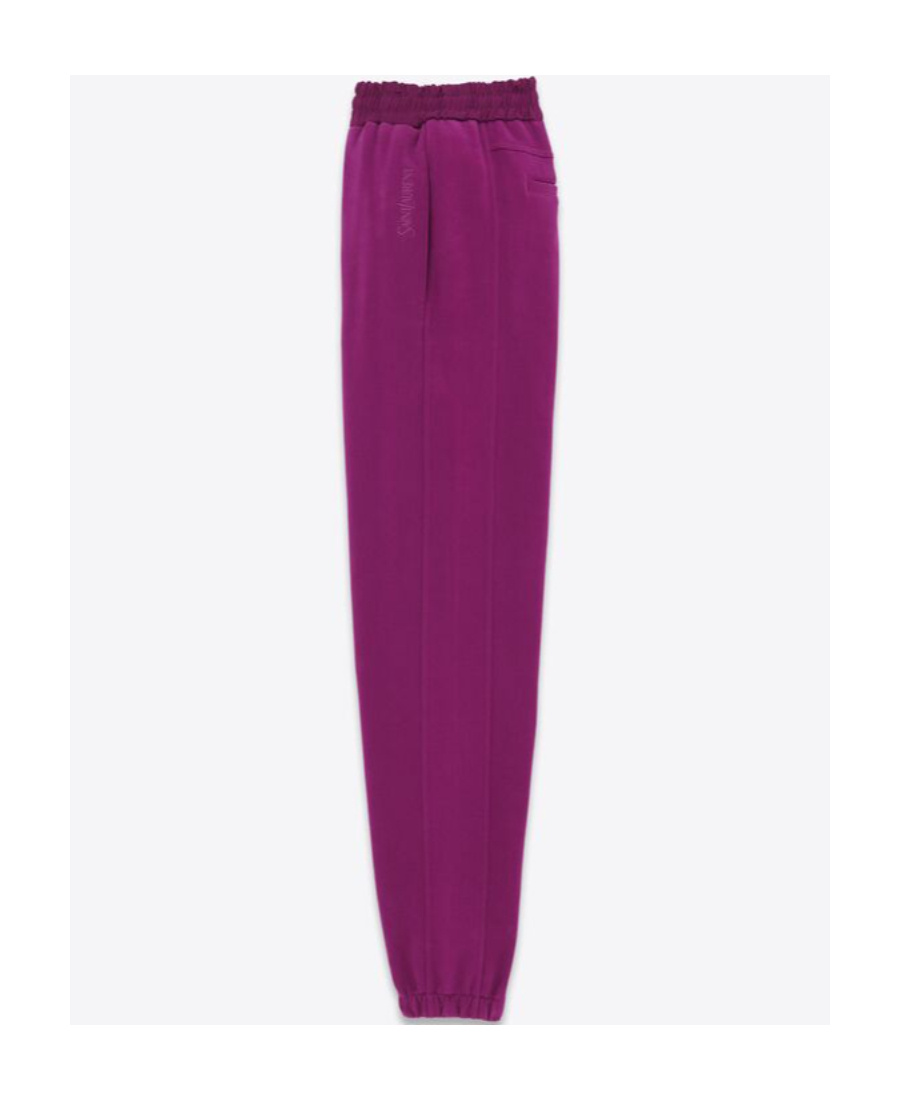 Saint Laurent Embroidered-logo Cotton Track Pants In Purple