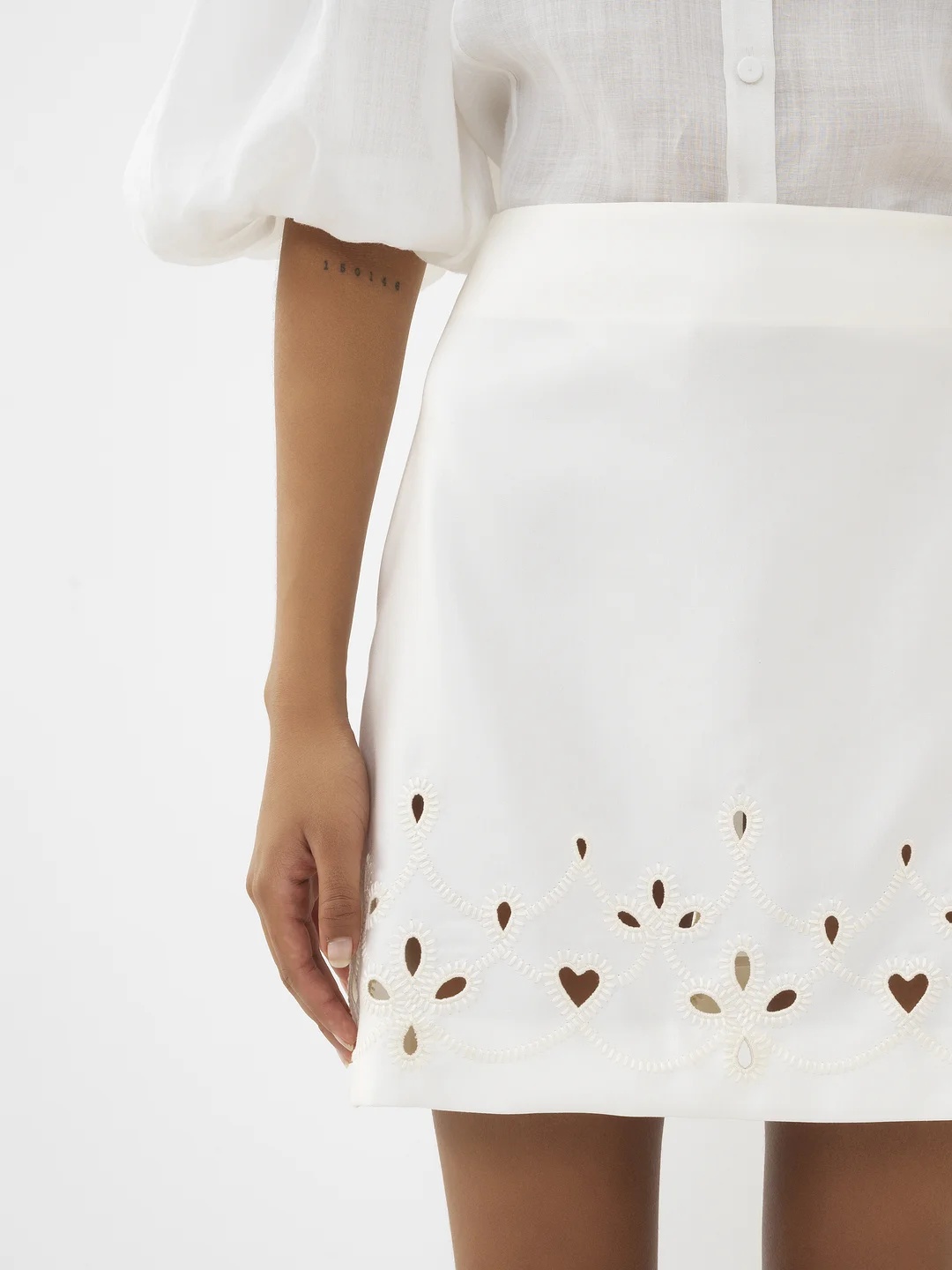Chloé Embroidered A Wool Miniskirt In White