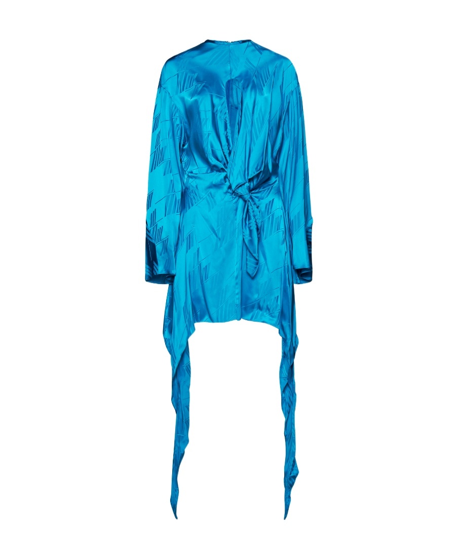 Attico Women's Asymmetric Satin Mini Dress In Blue