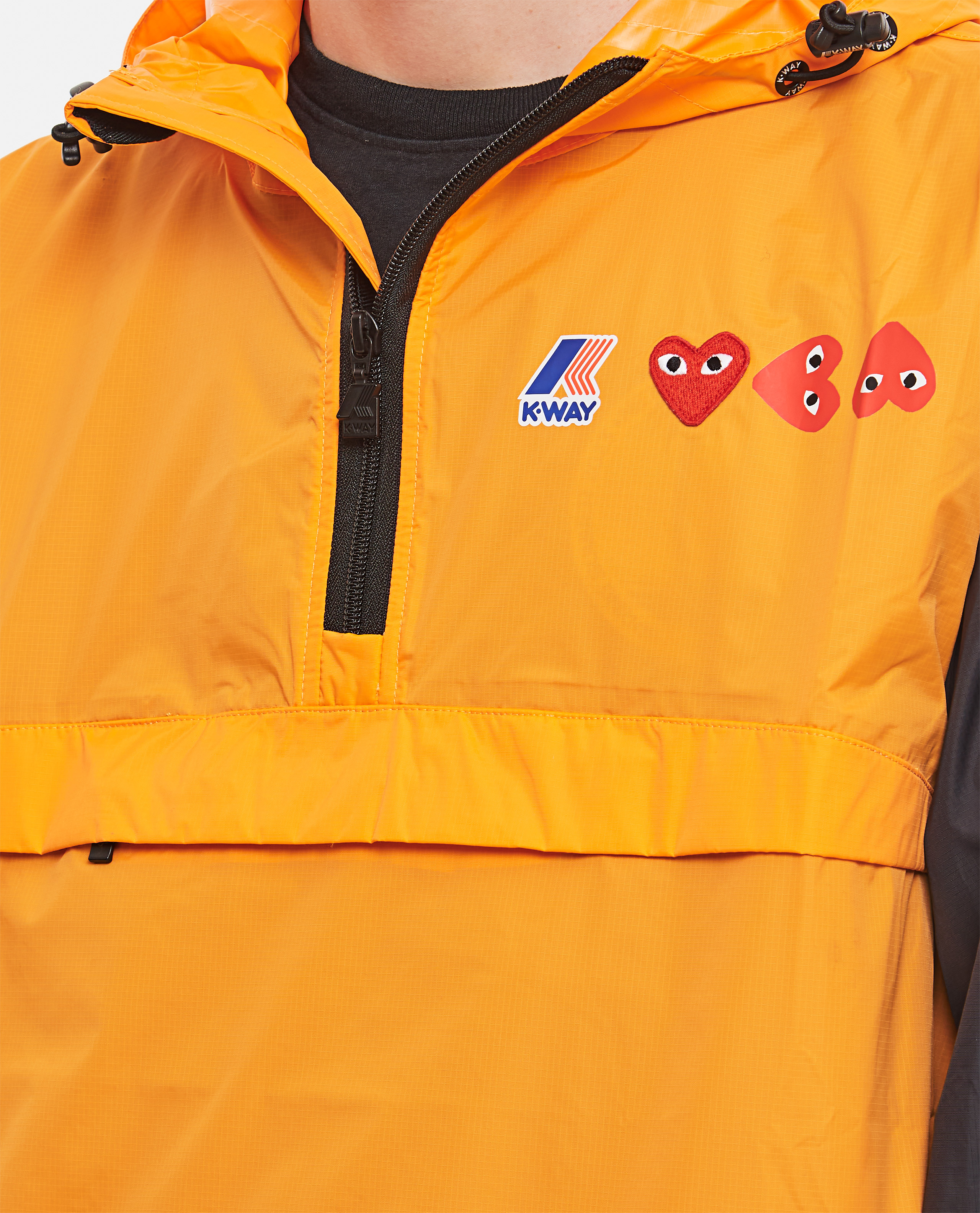 Comme Des Garçons Play K Way Hoodie Half Zip In Orange