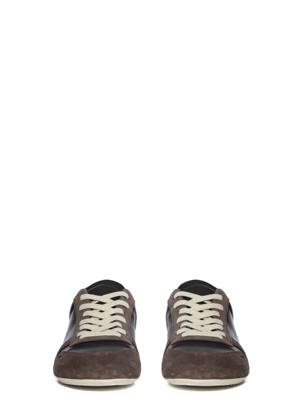 Rick Owens Panelled Suede And Leather Sneakers In Brown