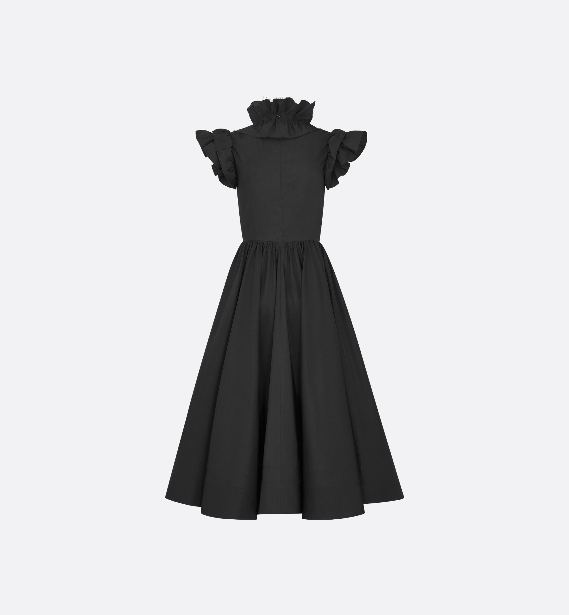Dior Mid-length Flared Dress With Removable Ruched Collar In Black