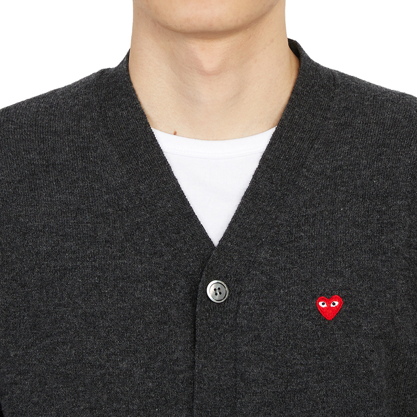 Comme Des Garçons Play Heart Patch Cardigan In Black