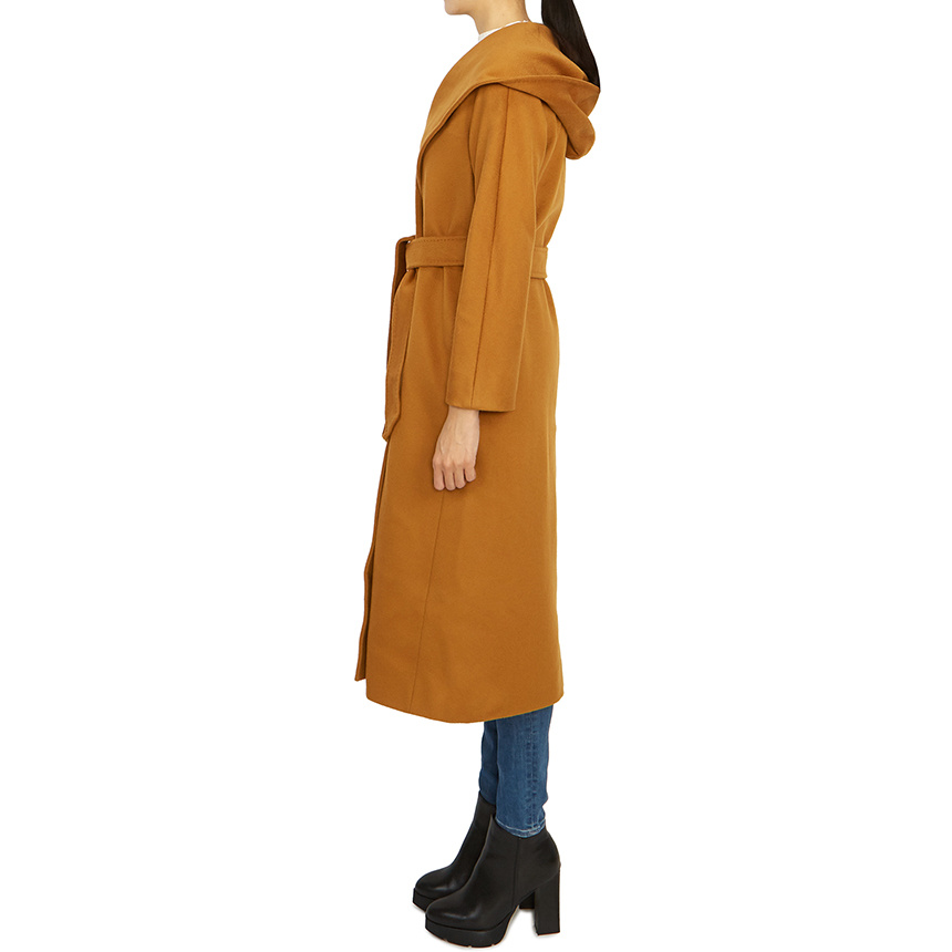 Max Mara Long-sleeved Lace-up Coat In Orange